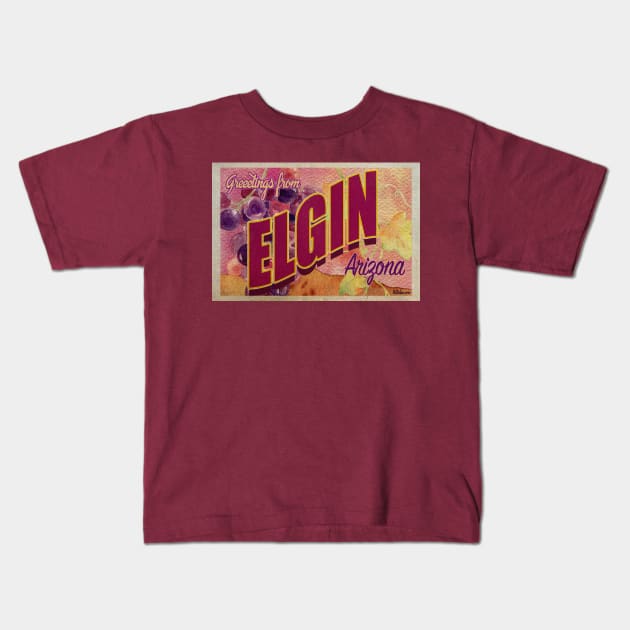 Greetings from Elgin, Arizona Kids T-Shirt by Nuttshaw Studios